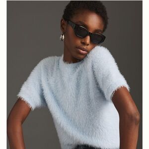 Anthropologie Pilcro Eyelash Baby Sweater Tee in Blue